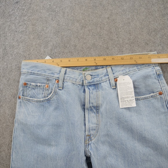 Levis Jeans Womens 29 501 Blue Crop Light Wash Mid Rise Split Hem New - Picture 10 of 12